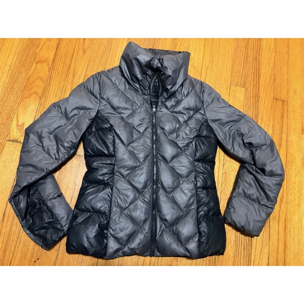 Guess Puffer Down Quilted Lightweight Charcoal /Black Jacket sz Small